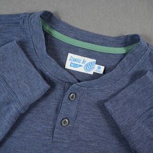 Wellen Seawool Henley Minimalist Mens L Heathered Long Sleeve Sustainable Shirt